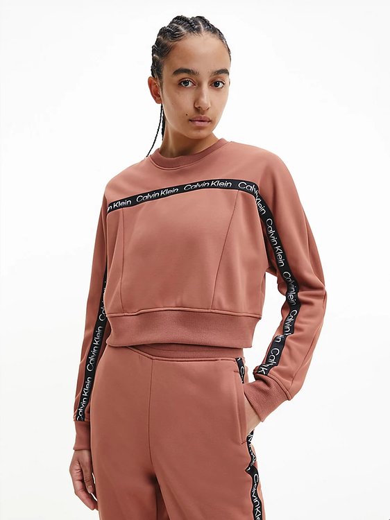 Calvin Klein Performance – Pullover mikina, Hnědá, Oranžová barva