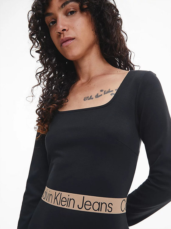 Calvin Klein Jeans, Černá barva Logo tape šaty