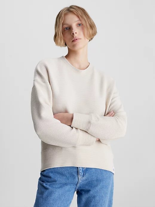 Calvin Klein Jeans – Ottoman mikina, Krémová barva