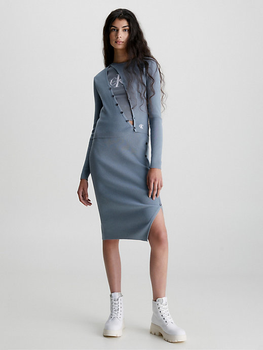 Módní Button svetr, Modrá, Šedá barva, 2023