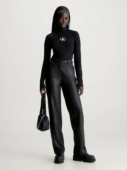 Módní Coated Milano kalhoty, Černá barva, 2023