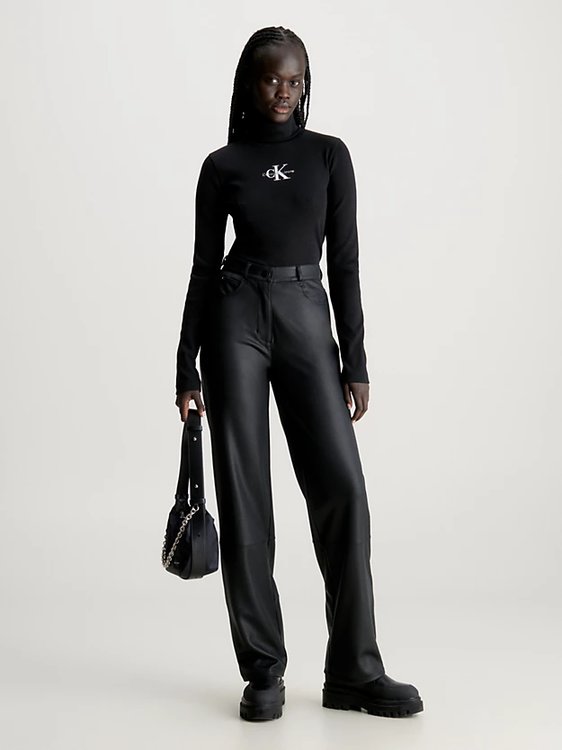 Módní Coated Milano kalhoty, Černá barva, 2023