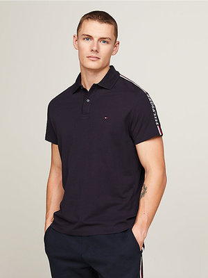 Tommy Hilfiger – Global Stripe Monotype polo, Modrá barva