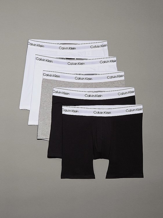 Calvin Klein Underwear – Icon Stretch boxery 5ks, Bílá, Černá, Šedá barva