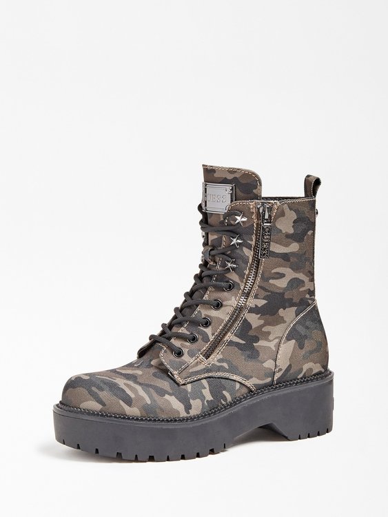 Guess – Tayte boots, Černá, Hnědá, Multi, Zelená barva
