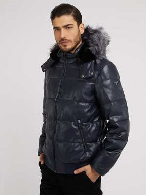 GUESS – Faux bunda, Modrá, Navy barva