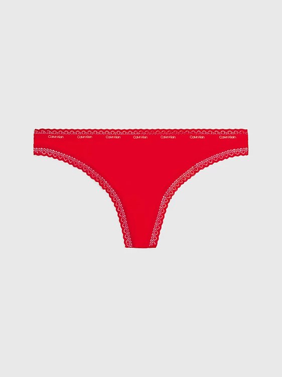 Calvin Klein Underwear – Lace Edge tanga, Červená barva