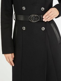 Luxusní Patrice Belted kabát, Černá barva, XS, S, M, L, XL