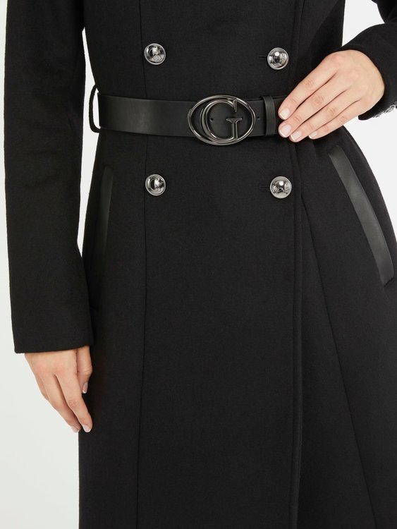 Luxusní Patrice Belted kabát, Černá barva, XS, S, M, L, XL