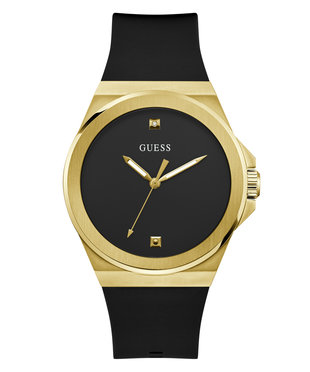 GUESS – Vinyl hodinky, Černá, Zlatá barva