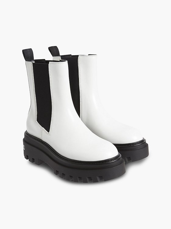 Módní Krátké kozačky na platformě, Bílá barva, 2021