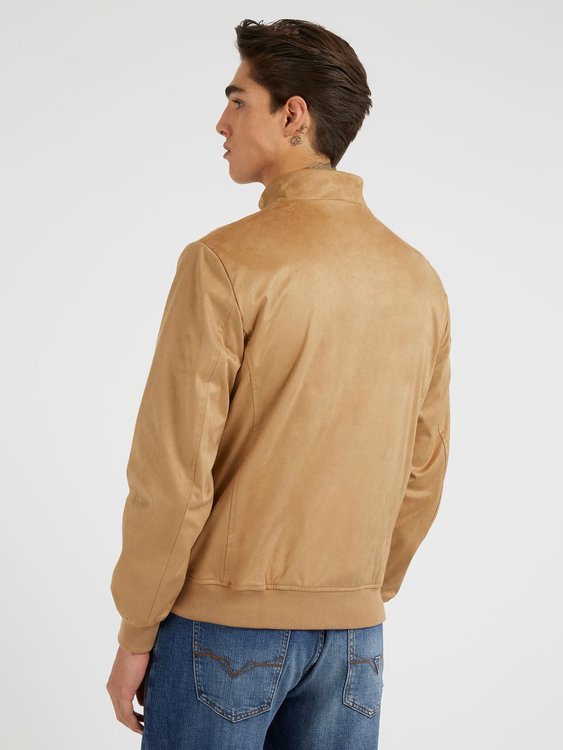 Faux Suede bunda – GUESS, Hnědá barva Muži