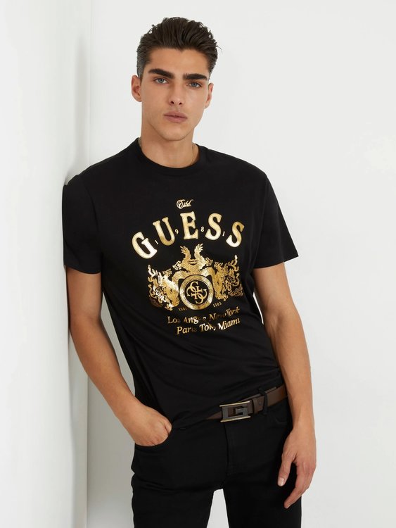 GUESS – Gold Crest triko, Černá barva