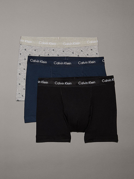 Calvin Klein Underwear – Cotton Stretch boxery 3ks, Černá, Modrá, Šedá barva