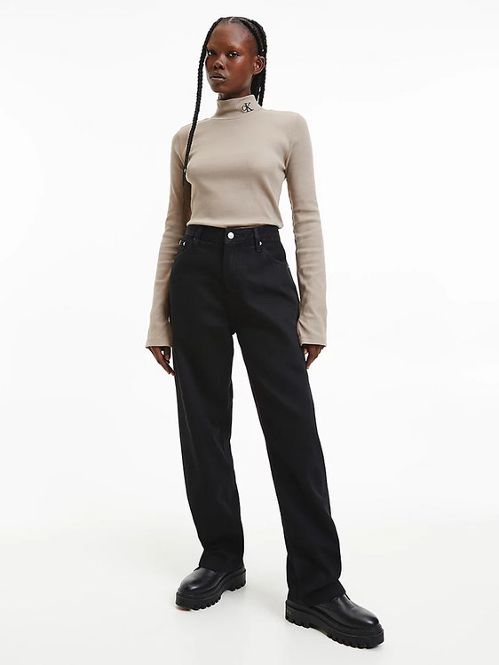 Módní Rib mock rolák, Béžová barva, 2022