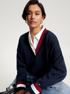 Luxusní Global Stripe svetr, Navy barva, XS, S, M