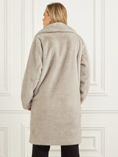 Luxusní Bianca Faux Fur kabát, Šedá barva, XS, S, M, L