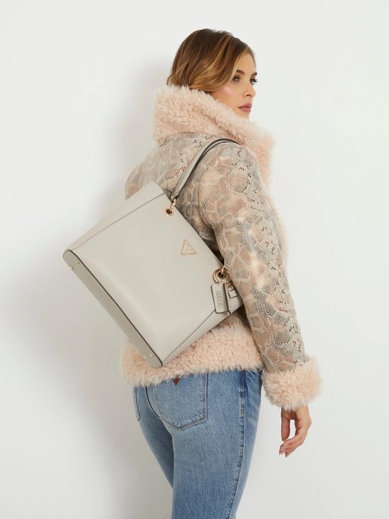 Noelle velká kabelka – GUESS, Krémová barva Ženy