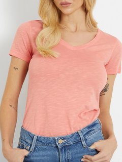 Luxusní Slubby triko, Korálová červená barva, XS, S, M, L, XL