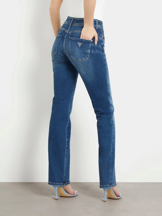Módní Shape Up Straight Power jeans, Modrá barva, 2024