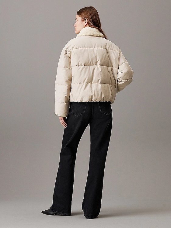 Aviator Puffer bunda – Calvin Klein Jeans, Béžová, Krémová barva Ženy