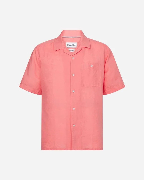 Calvin Klein – Linen košile, Růžová barva