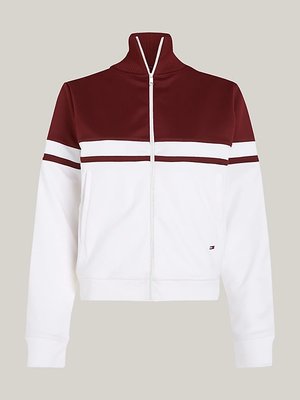 Tommy Hilfiger – Blocked Stripe mikina, Bílá, Vínová barva