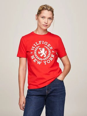 Tommy Hilfiger – Reg Crest triko, Červená barva
