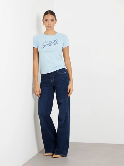 Módní Stones&Embro triko, Modrá barva, 2024