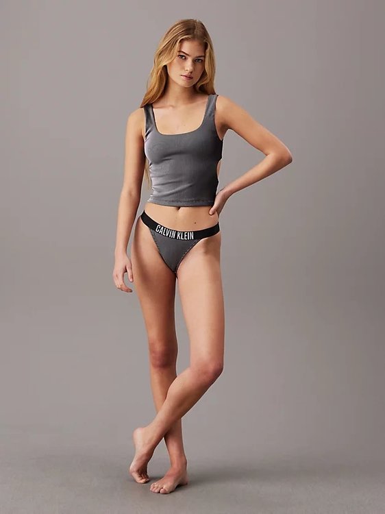 Luxusní Intense Power plavky Crop Top, Černá, Šedá barva, XS, S, M, L