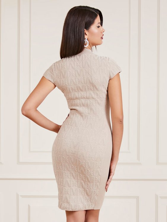 Módní Sibilla šaty, Béžová barva, 2023