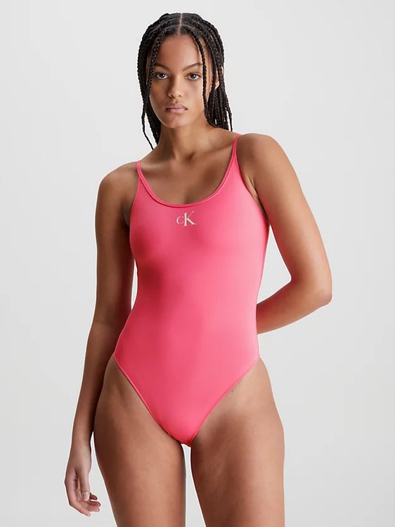 CK Monogram plavky – Calvin Klein Swimwear, Růžová barva Ženy