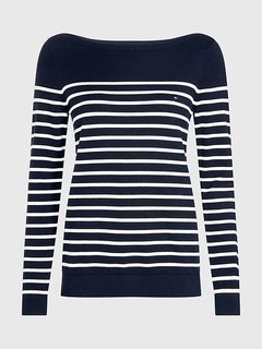 Heritage Boat Neck svetr Navy barva Ženy