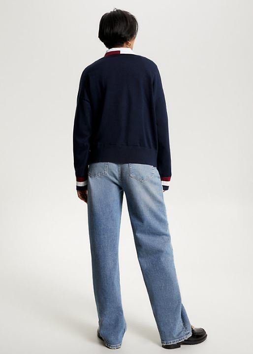 Módní Global Stripe svetr, Navy barva, 2023