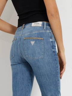 Luxusní Mid Rise Straight jeans, Modrá barva, 25/2, 26/2, 27/2, 28/2, 29/2, 30/2, 31/2