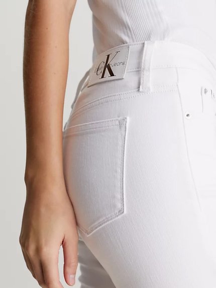 Módní Mid Rise Skinny jeans, Bílá barva, 2024