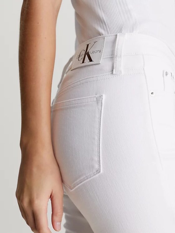 Módní Mid Rise Skinny jeans, Bílá barva, 2024