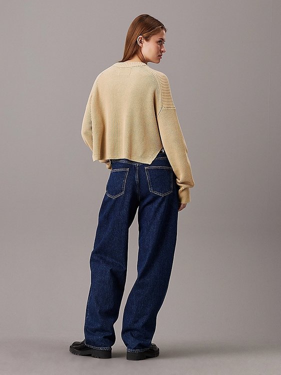 Logo Intarsia Regular svetr – Calvin Klein Jeans, Hnědá, Khaki barva Ženy