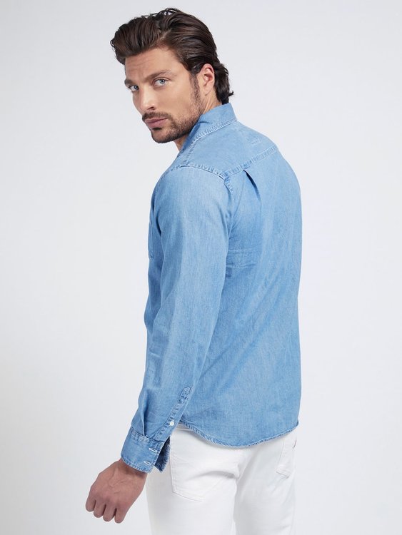 Módní Denim košile, Modrá barva, 2021