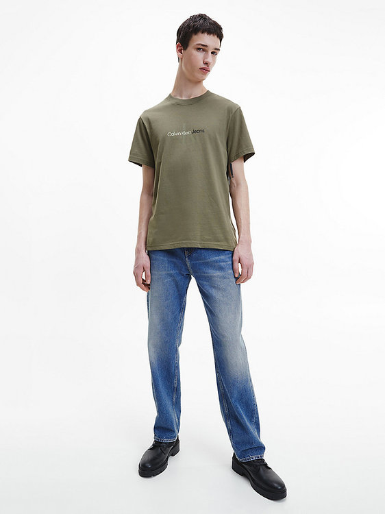 Natural washed triko – Calvin Klein Jeans, Khaki barva Muži