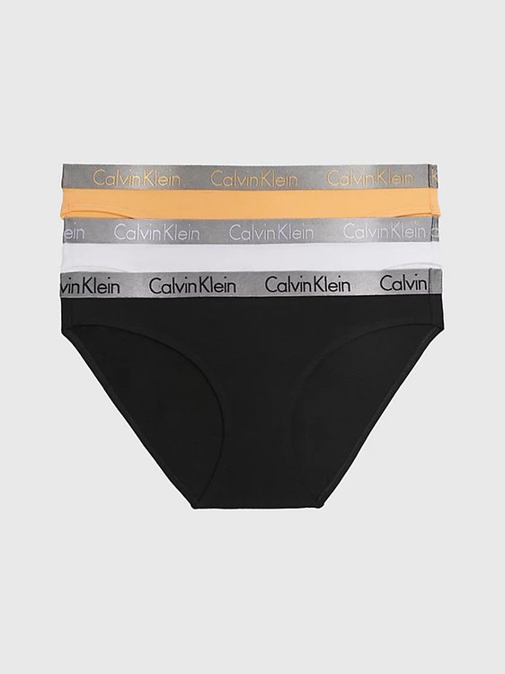 Calvin Klein Underwear – Radiant Cotton bikiny 3ks, Bílá, Černá, Žlutá barva