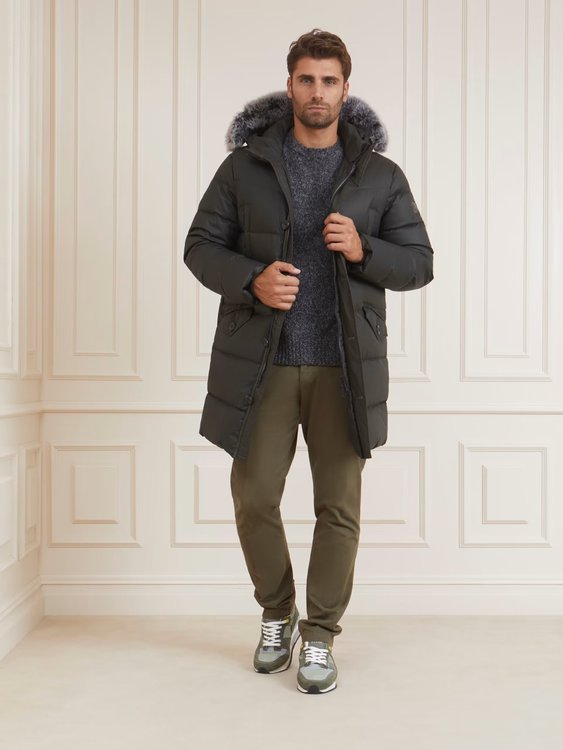 Módní Real Down péřová bunda, Khaki, Zelená barva, 2023