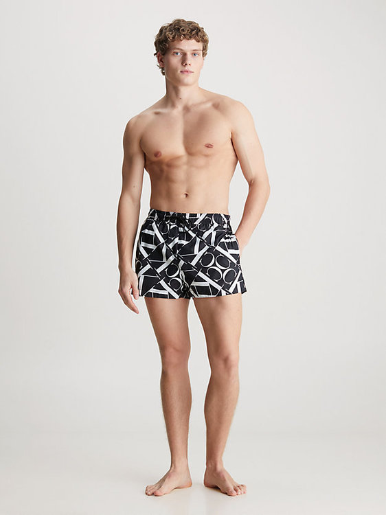 CK Monogram plavky Černá barva Muži