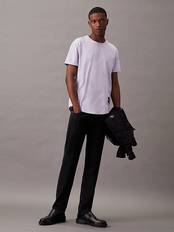 Badge Turn Up Sleeve triko Fialová, Růžová barva Muži