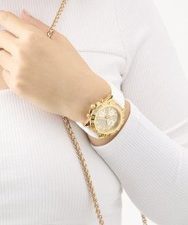 GUESS, Bílá, Zlatá barva Majesty hodinky