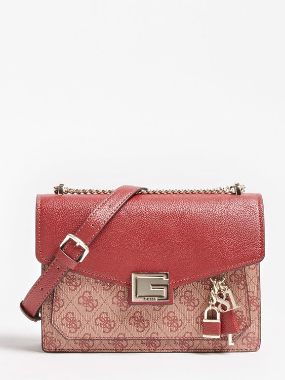 Guess, Červená barva Katey 4G crossbody