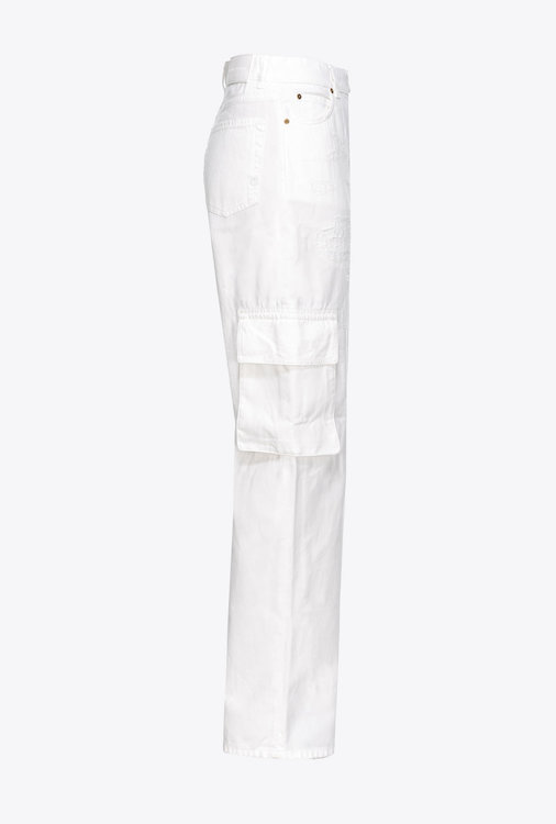 Pinko, Bílá barva Caty Cargo Bull Comfort kalhoty