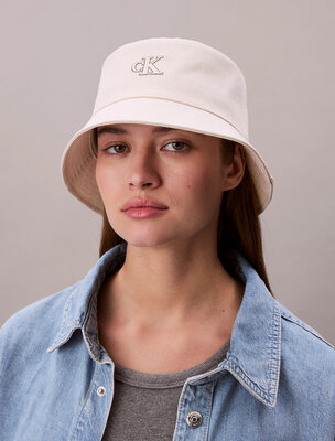 Calvin Klein Jeans – Canvas signature logo klobouk, Béžová barva