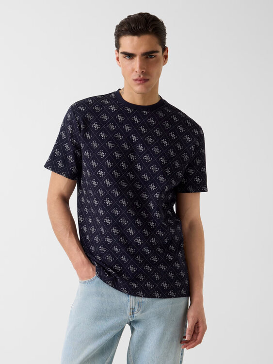 GUESS – Jacquard 4G Knit triko, Modrá barva