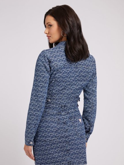 Módní Cube crop denim bunda, Modrá barva, 2022